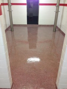 After: The floor is refinished in school colors and is permanently sealed. Go Dragons! 